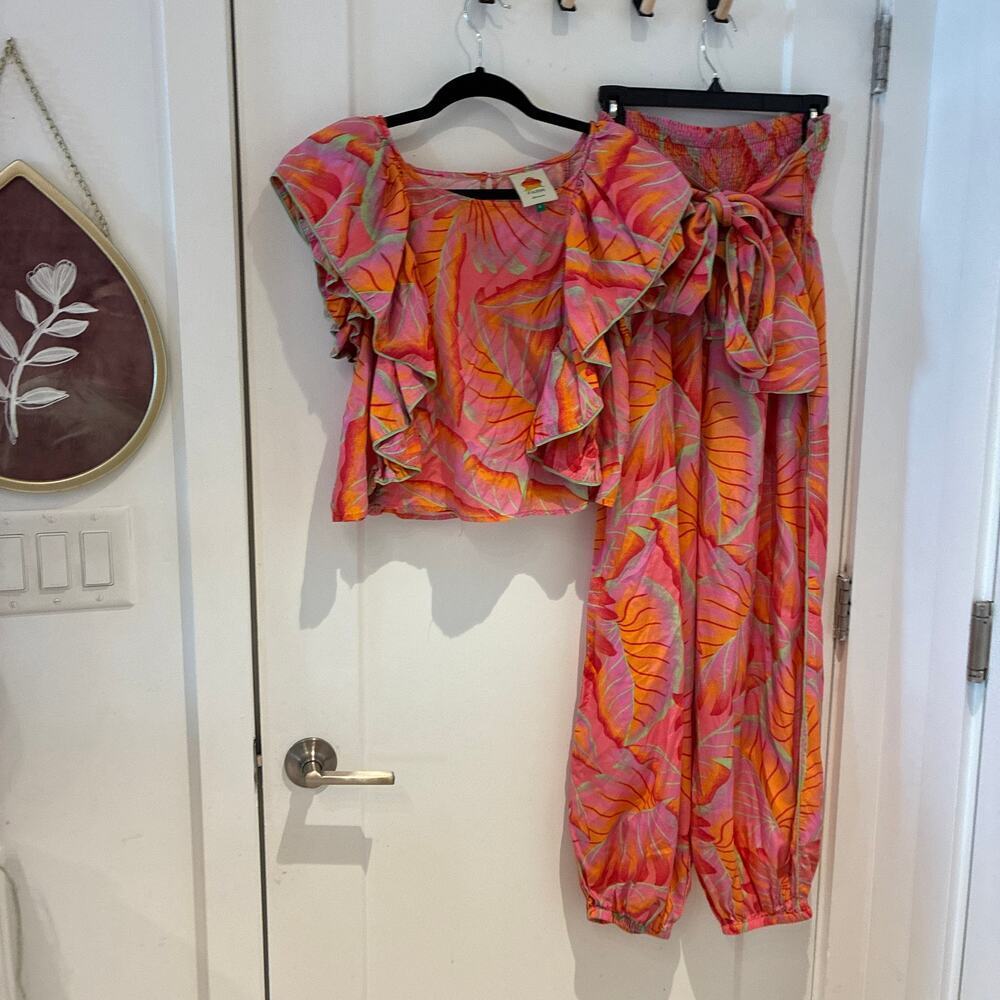 FARM Rio Pink Printed Ruffle Harem Pant Set - Picture 4 of 16